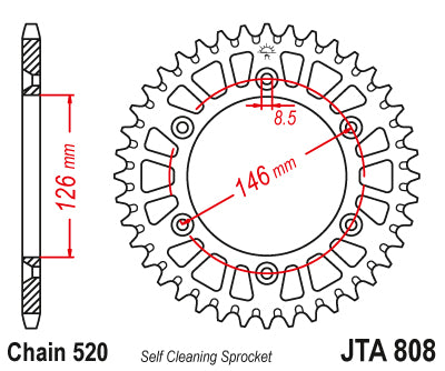 Couronne Alu TT Suzuki - 520 - 51 Dents - Similaire JTA808 - Made in Germany