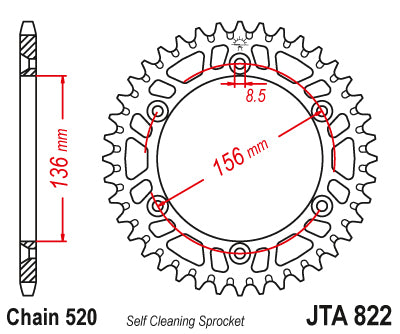 Couronne Alu TT Beta-Husqvarna-Suzuki - 520 - 49 Dents - Similaire JTA822 - Made in Germany