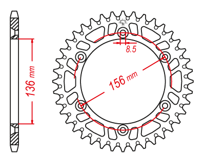 Couronne Alu TT Beta-Husqvarna-Suzuki Noire - 520 - 50 Dents - Similaire JTA822 - Made in Germany
