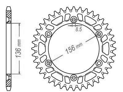 Couronne Alu TT Husqvarna Noire - 520 - 51 Dents - Similaire JTA822 - Made in Germany