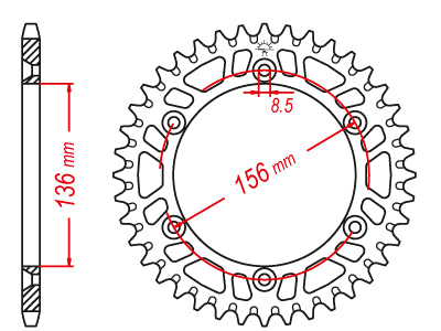 Couronne Alu TT Beta-Husqvarna-Suzuki Noire - 520 - 52 Dents - Similaire JTA822 - Made in Germany