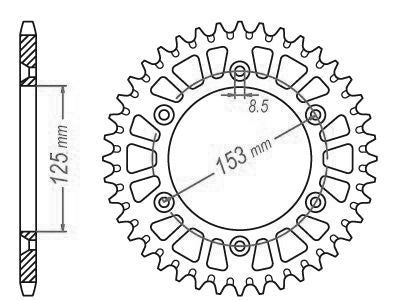 Couronne Alu TT Honda Rouge - 520 - 52 Dents - Similaire JTA210 - Made in Germany Trous Fraisés