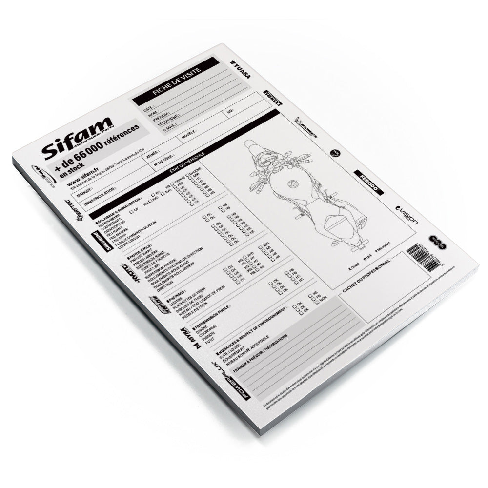 Bloc pour Pré-visite du Contrôle Technique - Pack de 5 carnets de 100 pages