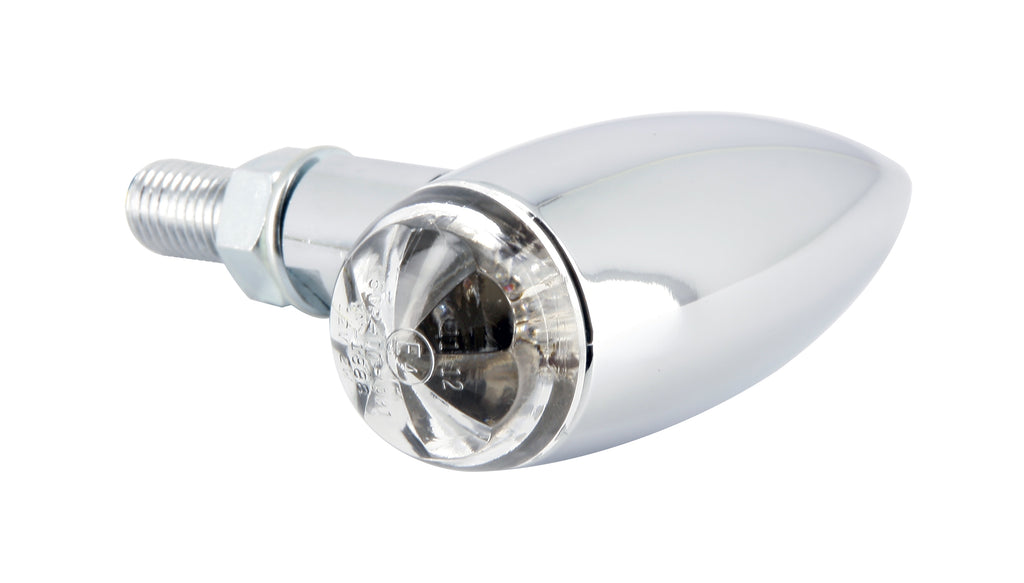 Paire de mini clignotants Bullet court - Chromé
