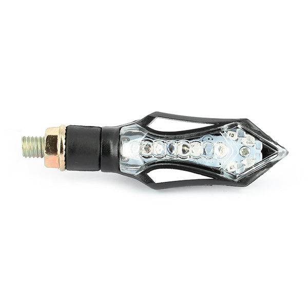 Paire de clignotants universels séquentiels à Leds - Noir avec cabochon translucide 
