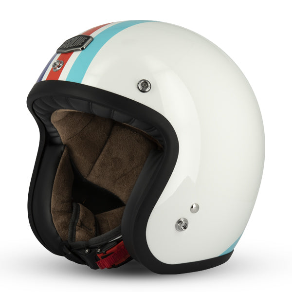 Casque Jet Cafe Racer S250 Blanc / Bleu / Rouge Brillant - Taille XS