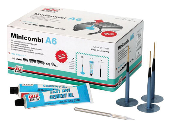 Kit Réparation Pneu Atelier - Champignon - 20 Minicombi A6 + 1 Fraise Ø6mm + 2 T