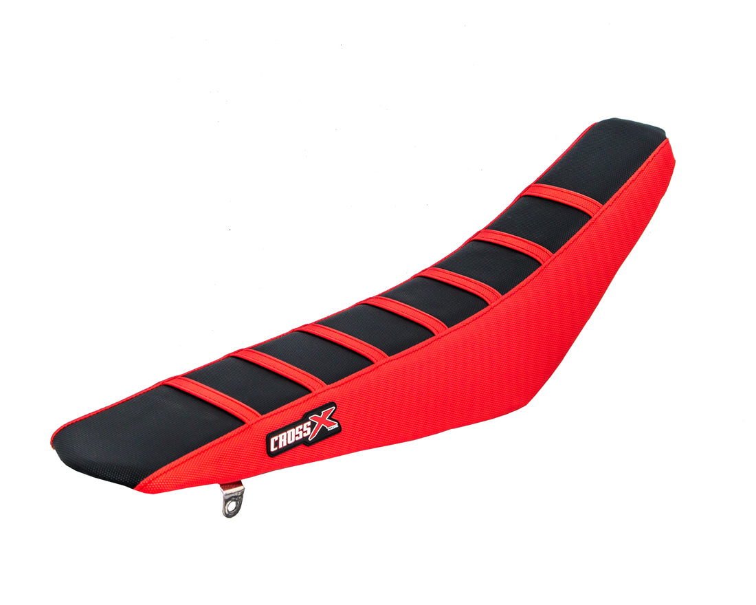 HOUSSE DE SELLE HONDA CRF 250- 450 CRFX 450 TOP BLACK- SIDE RED-STRIPES RED 