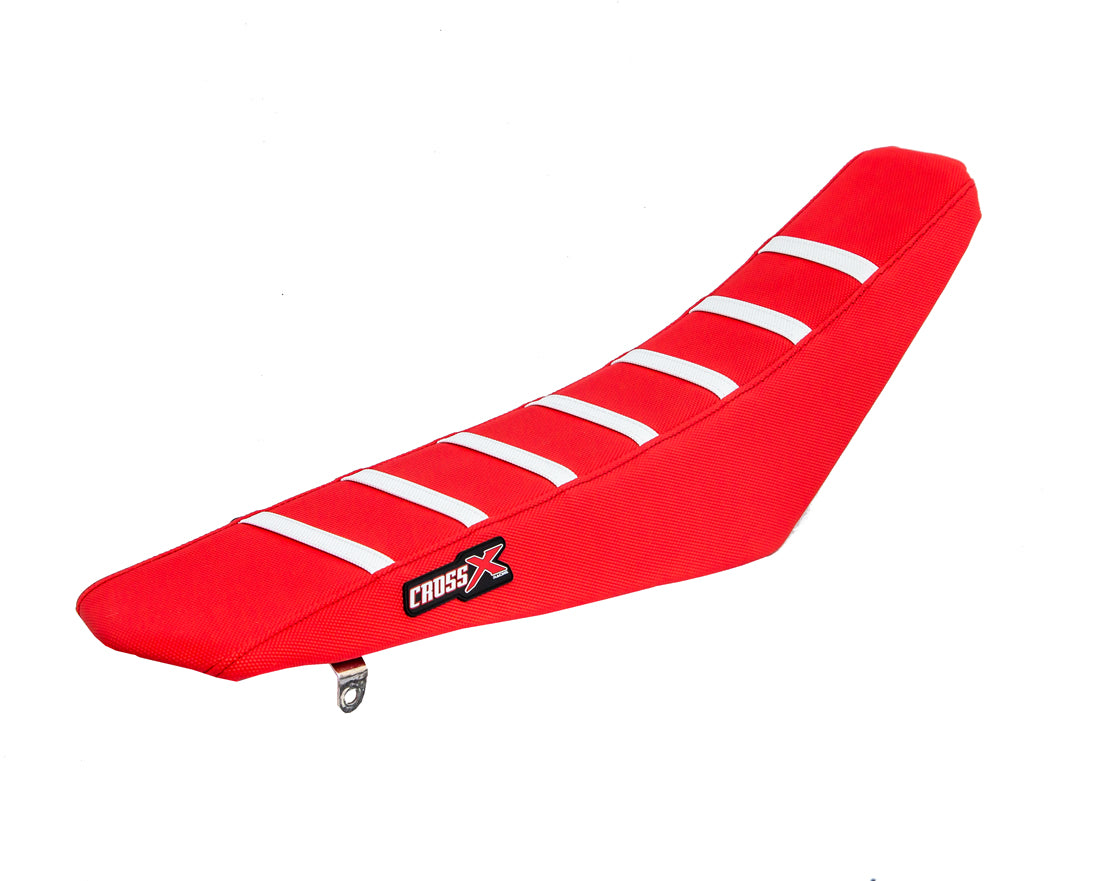 HOUSSE DE SELLE HONDA CRF 450 - TOP RED- SIDE RED-STRIPES WHITE