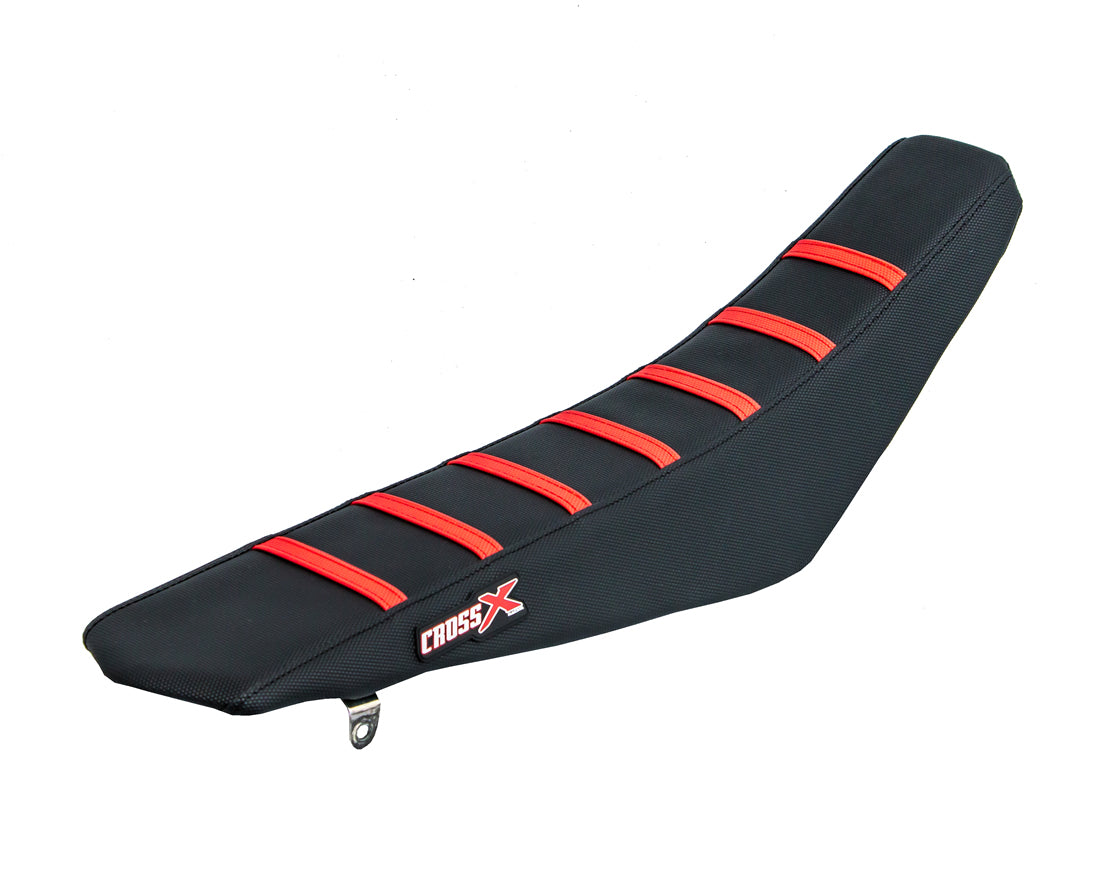 HOUSSE DE SELLE HONDA CRF 250 - 450 - TOP BLACK- SIDE BLACK-STRIPES RED 