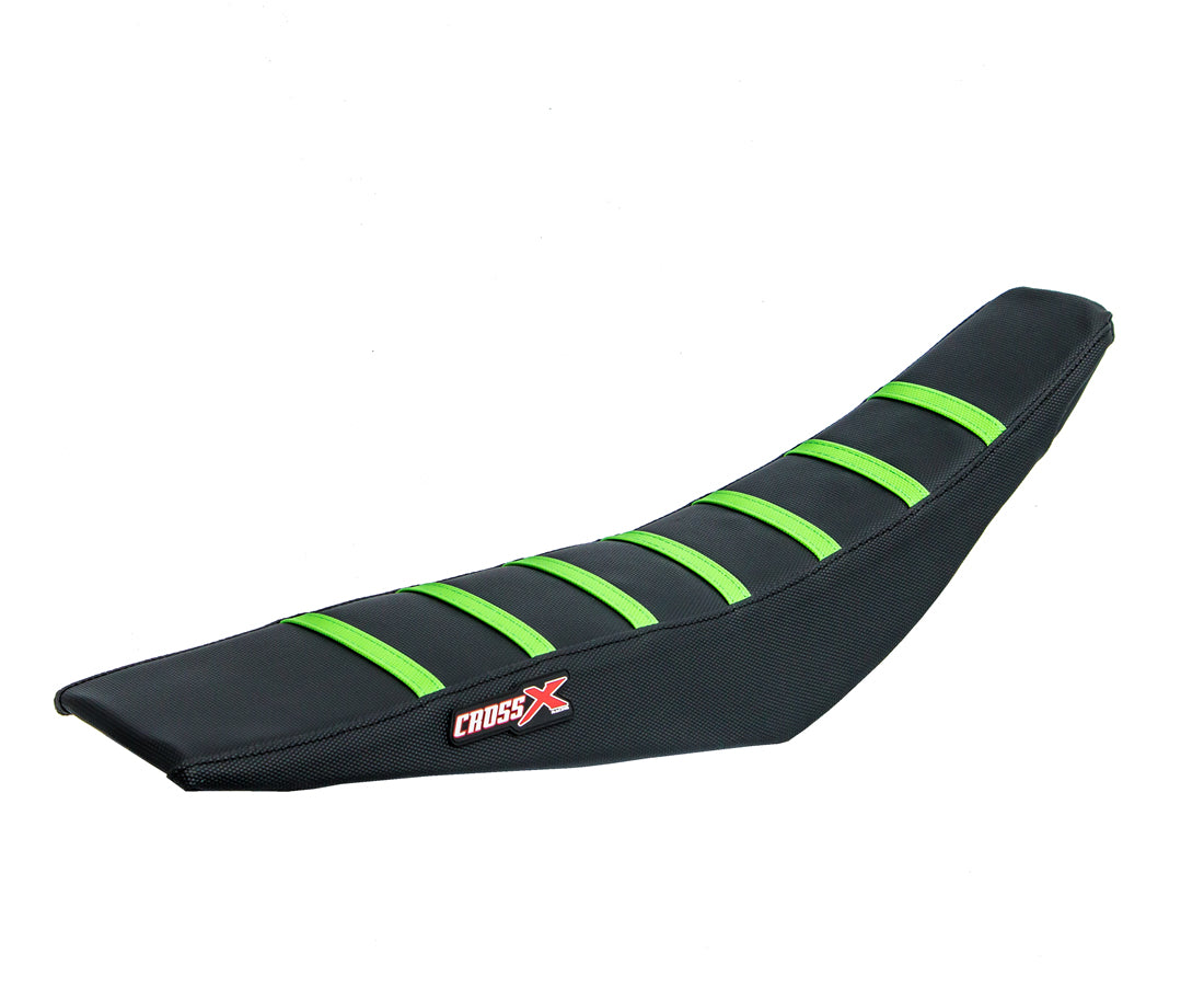 HOUSSE DE SELLE  KAWASAKI KXF 250-450 - TOP BLACK- SIDE BLACK-STRIPES GREEN