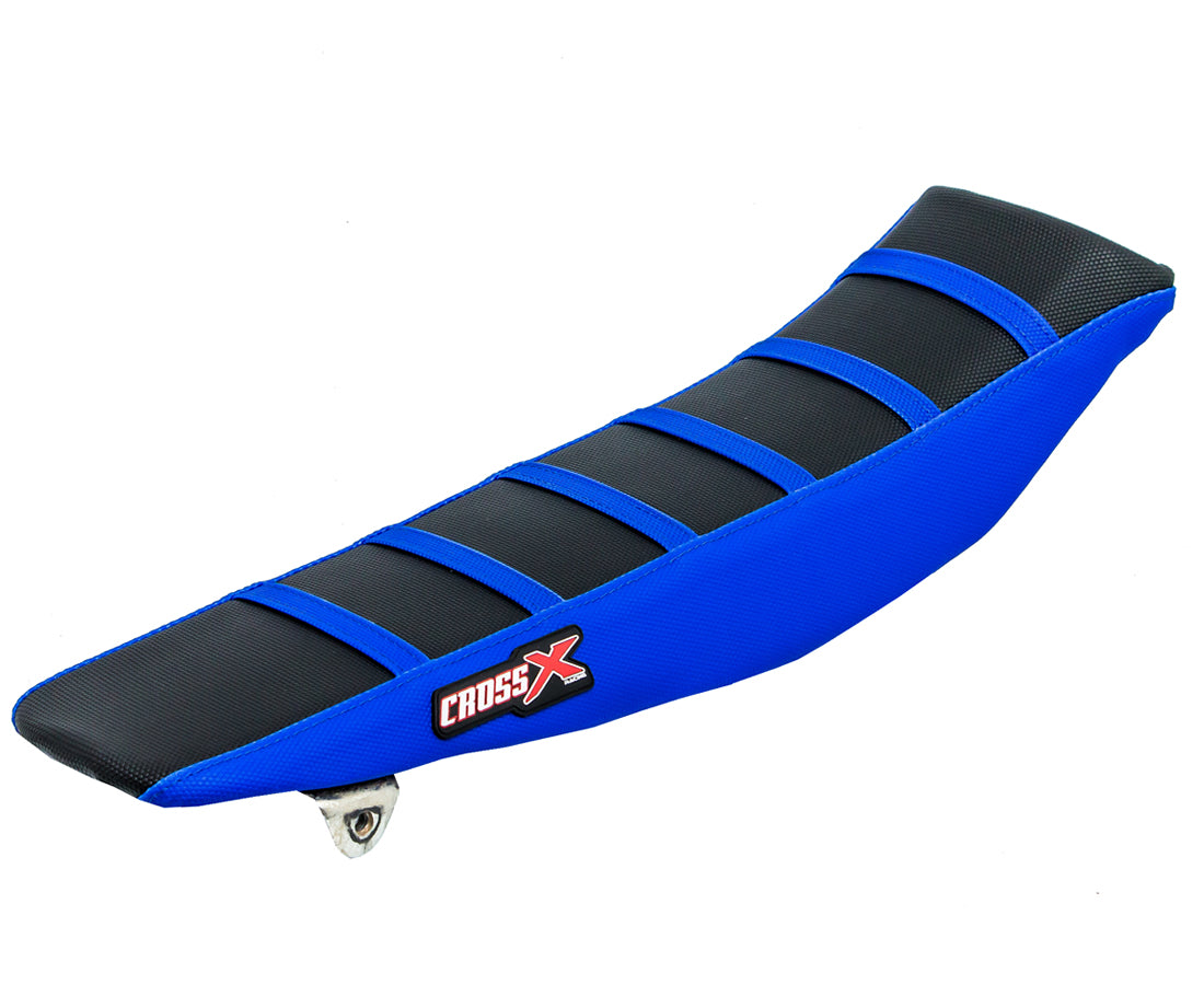 HOUSSE DE SELLE YAMAHA YZF 250-450 WRF 250-450 - TOP BLACK- SIDE BLUE-STRIPES BLUE + COUVRE CACHE RESERVOIR INCLUS 