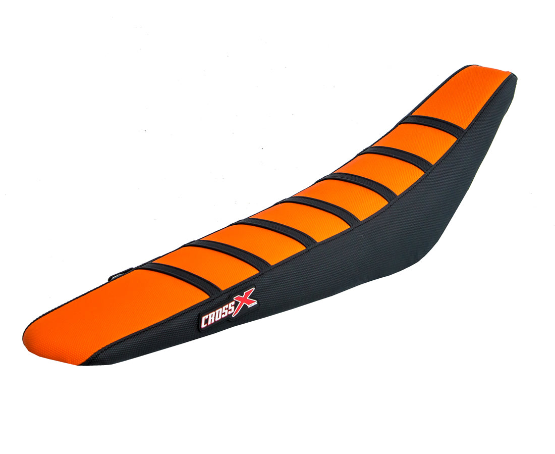HOUSSE DE SELLE KTM SX 85 - TOP ORANGE- SIDE BLACK-STRIPES BLACK 