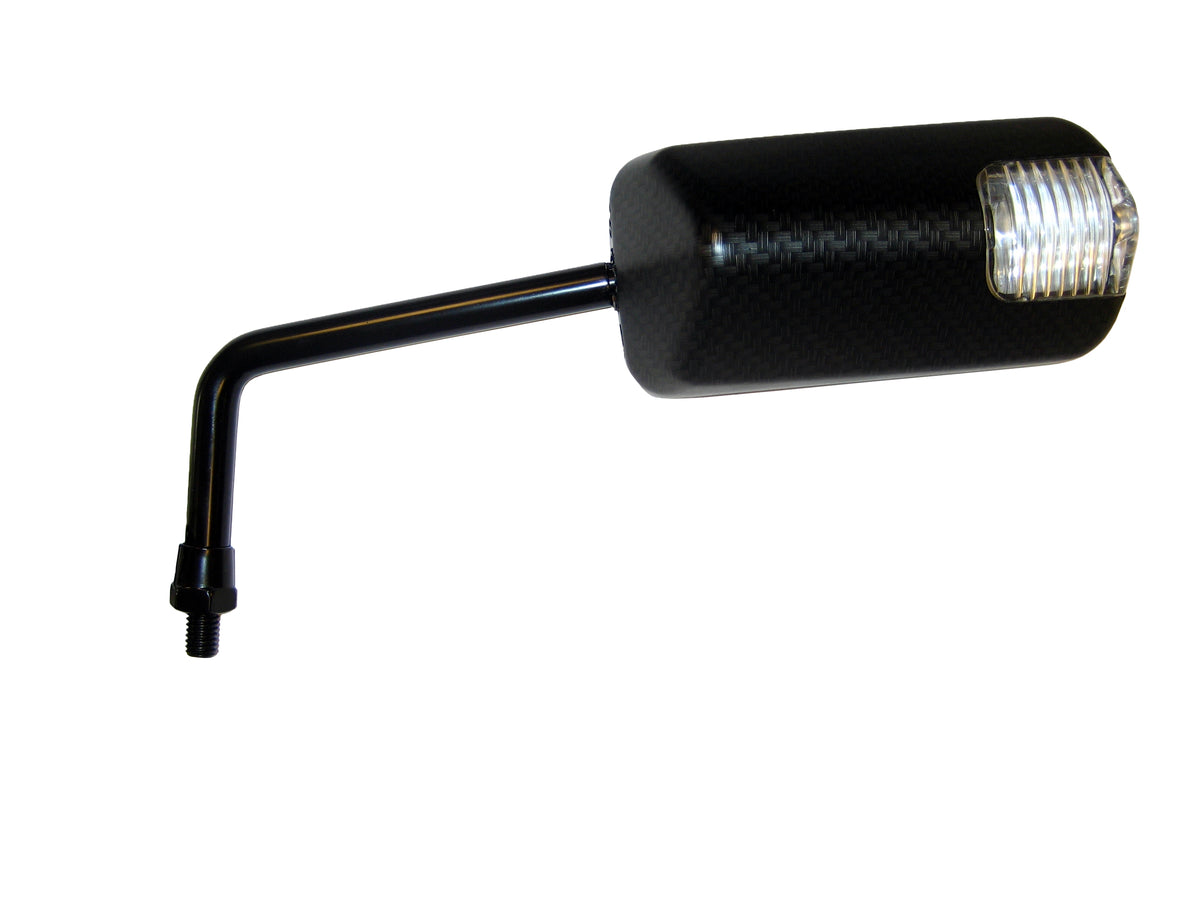 Rétroviseur universels pour scooters type F1 court Clignotant Led - look carbone