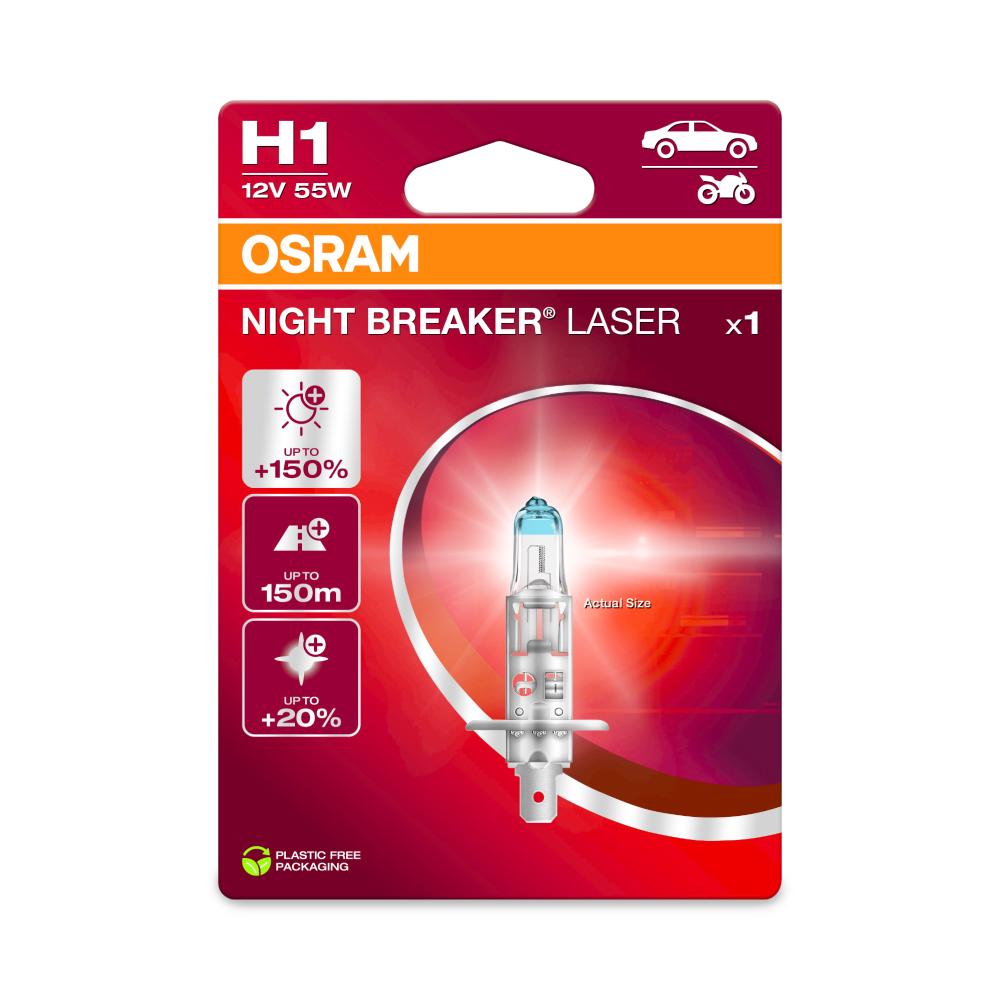 Ampoule H1 Night Breaker Laser (Gen2) - 12V 55W P14.5s - Blister 1 ampoule