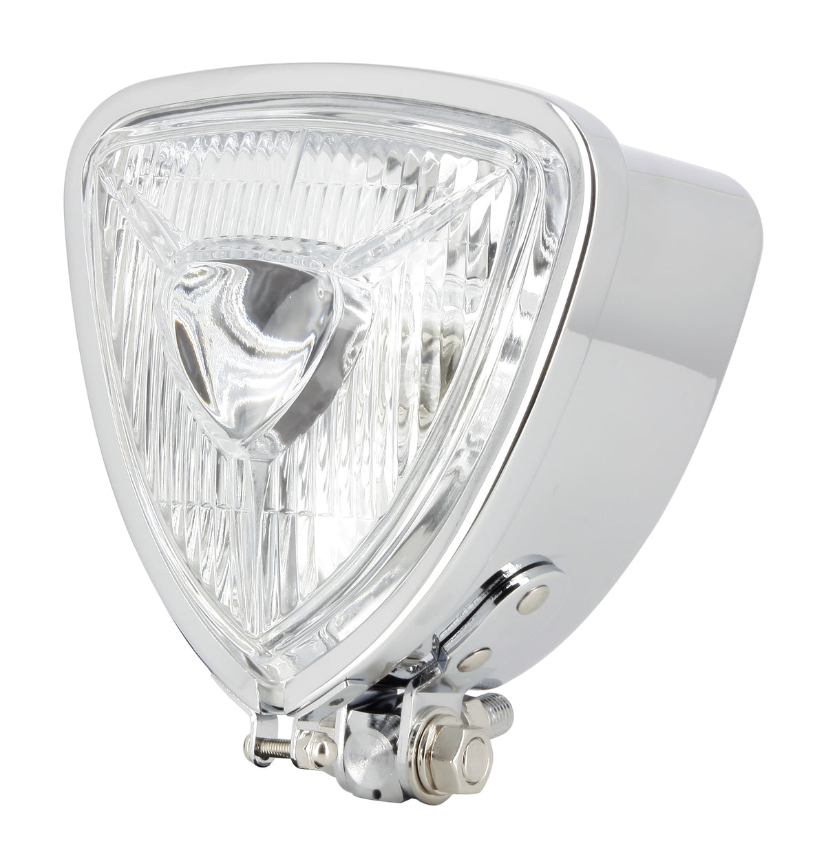 Phare Chromé Custom Triangle Fixation centrale custom Optique 