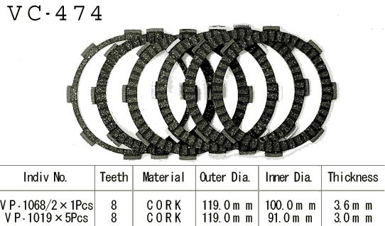 Kit Disques d'Embrayage Garnis Kmx125 A4/A5 1989/1990